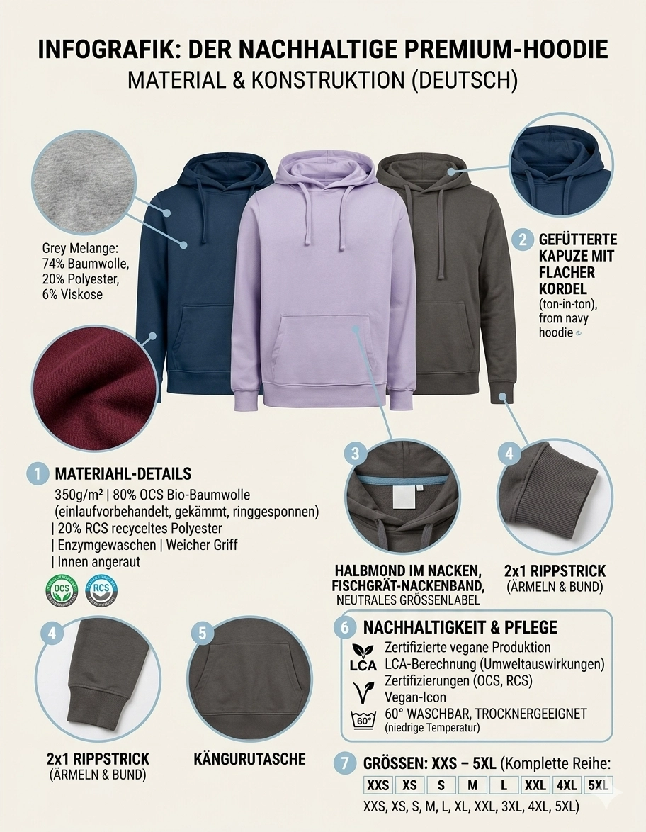 Bestickter Premium-Hoodie für Merchandise – Printerado Fürth