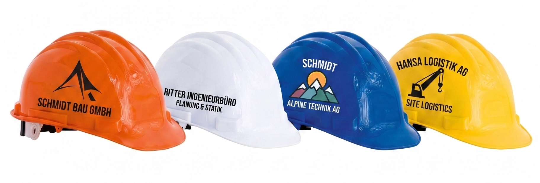 Bauhelme mit eigenem Logo bedrucken – Printerado Fürth, Nürnberg, Erlangen