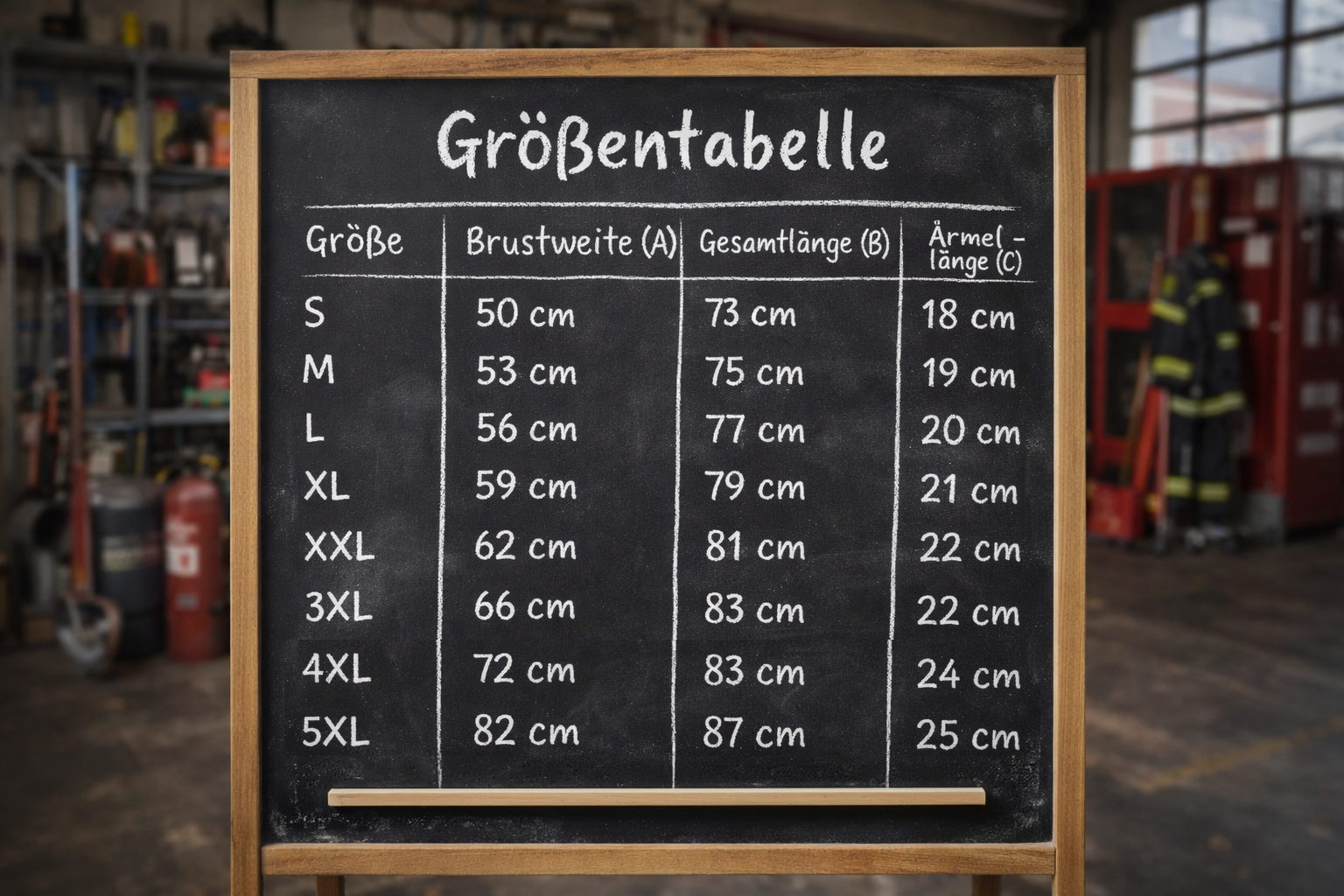 Größentabelle Herren T-Shirt – BLAULICHT-FASHION