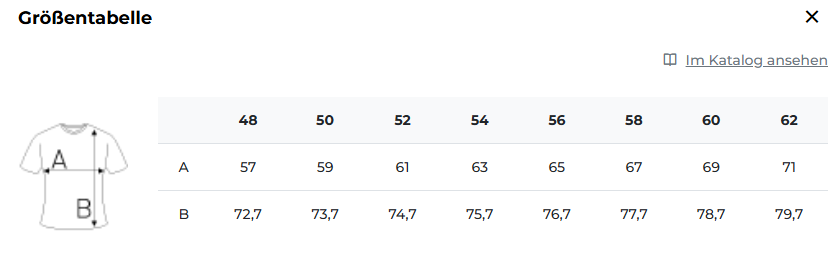 Größentabelle V1060